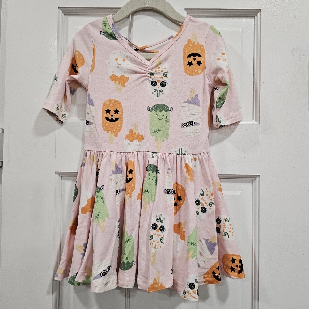 🎃🧟♂️ Dot Smile Halloween Popsicle Ballerina Dress 2T - Pink Spooky Treats